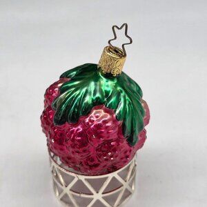 Inge Glas Rasberry German Glass Christmas Ornament Pink 2.5"